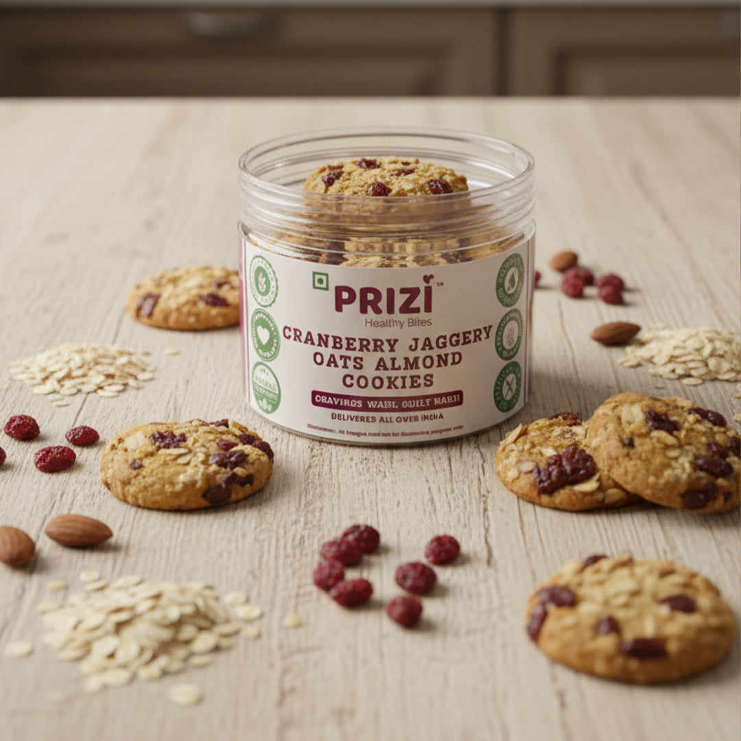 Oats Jaggery Cranberry Almond Cookies (Biscuits)
